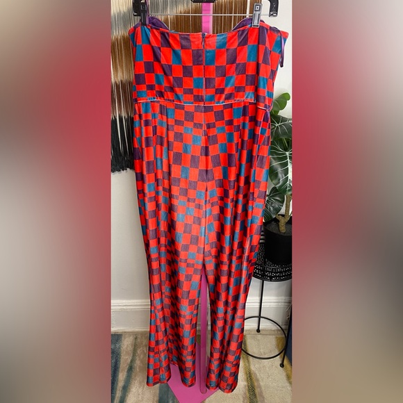 NWOT HUTCH Velvet Check Jumpsuit - Picture 6 of 10